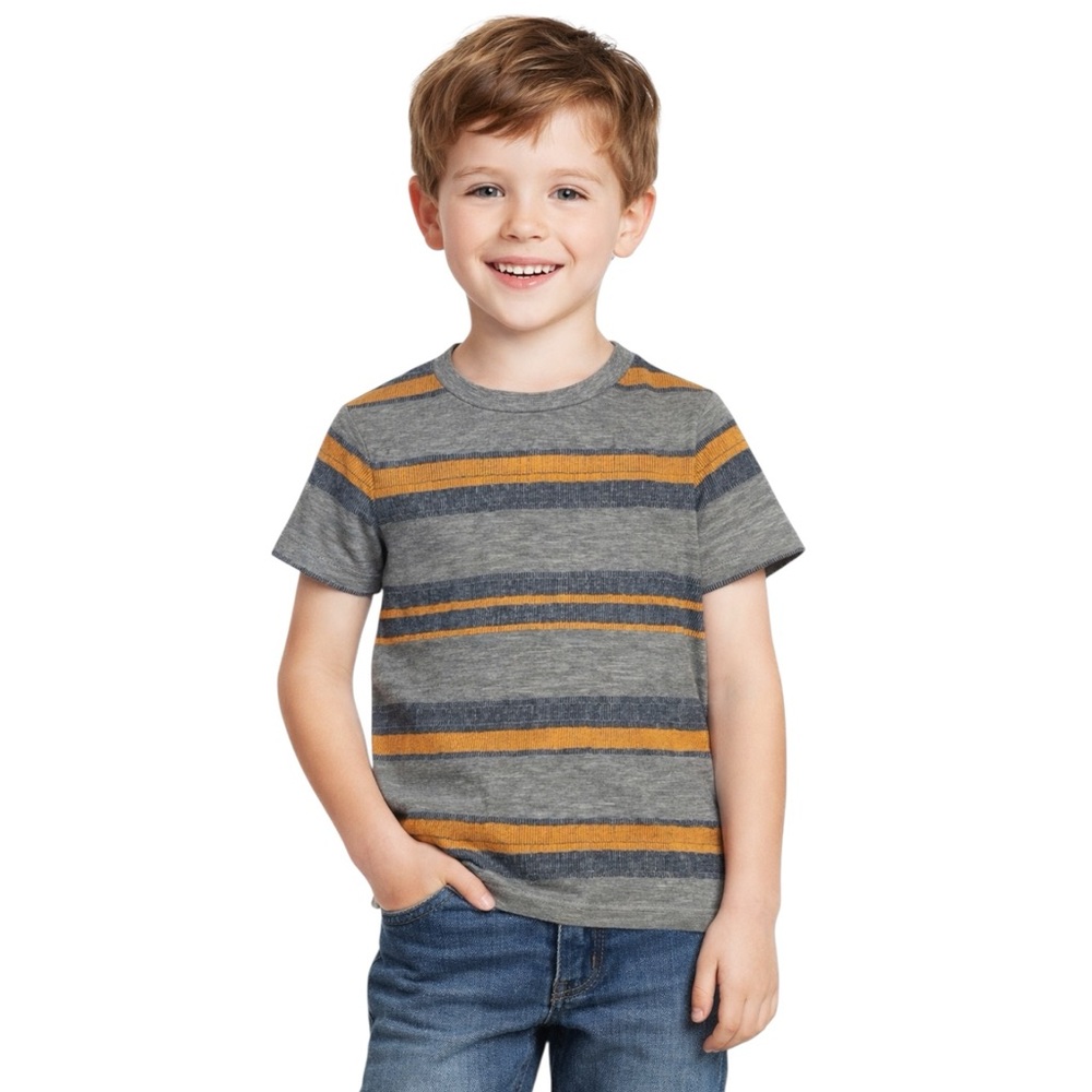 Old Navy Boys Striped Short Sleeve T Shirt Gray Orange XS 5